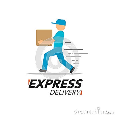 Express delivery icon concept. Delivery man service, order, worldwide shipping. Vector Illustration