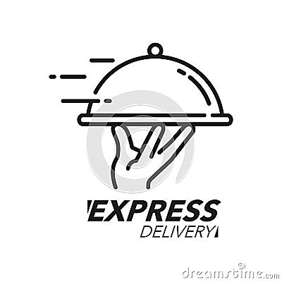 Express delivery icon concept. Hand holding the dish icon for service, order, fast, free and worldwide shipping Vector Illustration