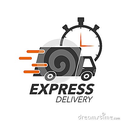 Express delivery icon concept. Truck with stop watch icon Vector Illustration