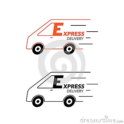 Express delivery icon concept. Van service, order, worldwide, fa Vector Illustration