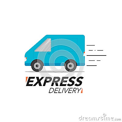 Express delivery icon concept. Van service, order, worldwide shipping. Vector Illustration