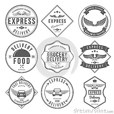 Express Delivery Label and Badges Design elements Vector Vector Illustration