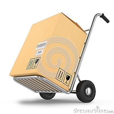 Express delivery package on a cart Stock Photo