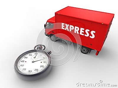 Express delivery Red Cartoon Illustration