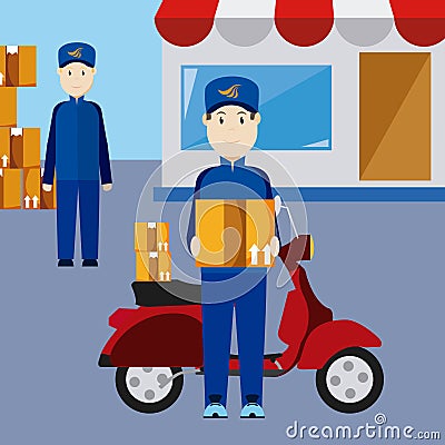 Express delivery service Cartoon Illustration