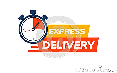 Express delivery service logo. Fast time delivery order with stopwatch. Quick shipping delivery icon Vector Illustration