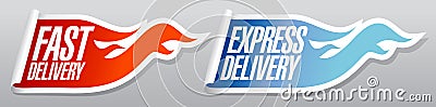 Express delivery stickers. Vector Illustration