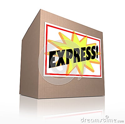 Express Fast Special Delivery Rush Shipment Cardboard Box Stock Photo