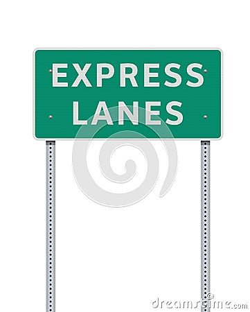 Express Lanes road sign Cartoon Illustration