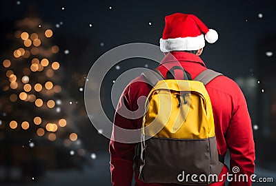 Express Shipping, courier worker delivering, shipping Christmas parcel, portrait courier Stock Photo