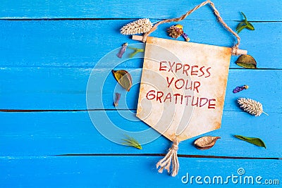 Express your gratitude text on Paper Scroll Stock Photo