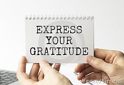 Express your gratitude - words of motivation Stock Photo