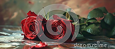 Expressing Love And Affection Through A Pair Of Roses Stock Photo