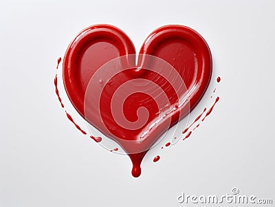 Expressing Love Through Cuisine: A Heart-Shaped Ketchup Art! Stock Photo