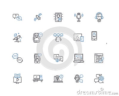 Expression line icons collection. Emotion, Communication, Articulation, Language, Sentiment, T, Inflection vector and Vector Illustration