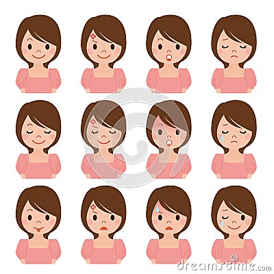 Expression of multiple women Vector Illustration