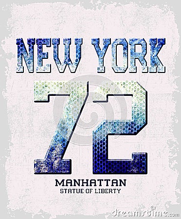 Expression: `New York, Manhattan...` typography, tee shirt graphics Cartoon Illustration