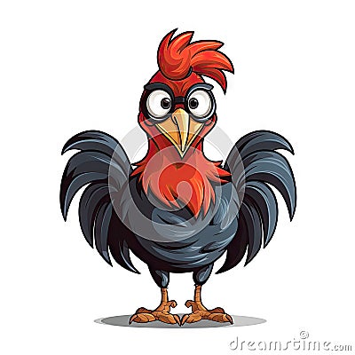 cartoon rooster with glasses, colorful and vibrant. Stock Photo