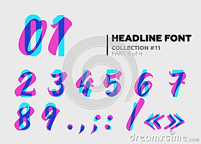 Expressive Decorative Typography. Display Type with Glitch Overlay Effect. Vector Illustration