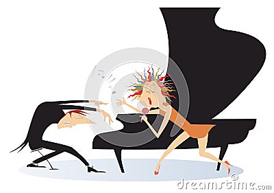 Couple musicians. Singer woman and pianist man Vector Illustration