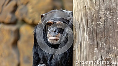 expressive image whit chimpanzee monkey at zoo . Generative Ai Stock Photo