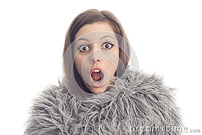 Young woman to shocking news. Stock Photo