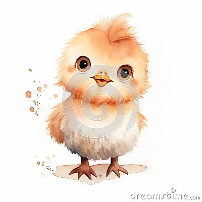 Expressive Watercolor Chicken Illustration With Childlike Character Design Cartoon Illustration