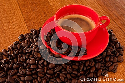 Expresso coffee in red cup Stock Photo