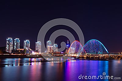 Expro bridge at night in daejeon. Stock Photo