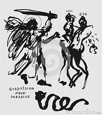 Expulsion from Paradise Vector Illustration