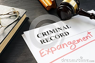 Expunge of criminal record. Expungement written on a document. Stock Photo