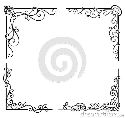 Exquisite Corner Ornamental Designs Vector Illustration