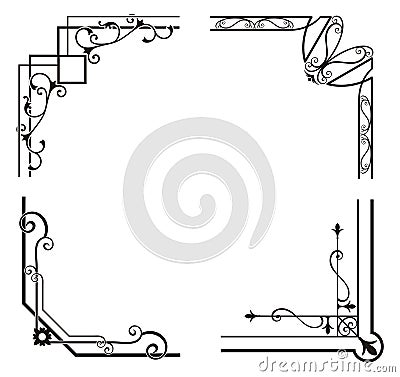 Exquisite Corner Ornamental Designs Vector Illustration