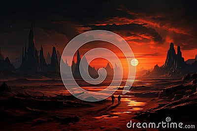 Exquisite Cosmic Serenity. Beautiful Space Landscape with Planets, Stars, and Celestial Phenomena Stock Photo