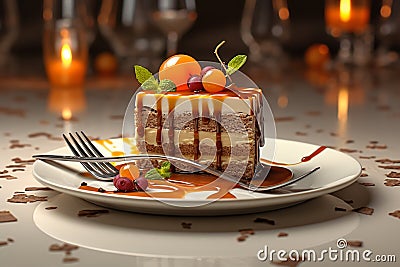 Exquisite Dessert in a Luxury Restaurant Stock Photo