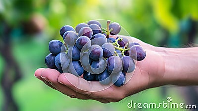 Exquisite Elegance: A Cluster of Grapes Grasped in a Hand -- Stock Photo