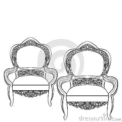 Exquisite Fabulous Imperial Baroque chair Vector Illustration
