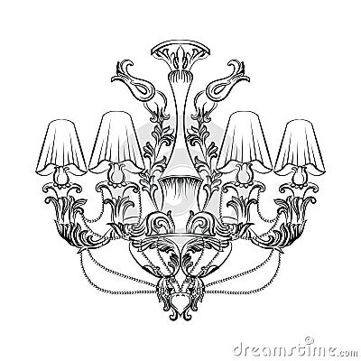 Exquisite Fabulous Imperial Baroque chandelier Vector Illustration