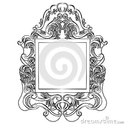 Exquisite Fabulous Imperial Baroque Mirror frame Vector Illustration