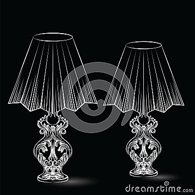 Exquisite Fabulous Imperial Baroque table lamps Vector Illustration