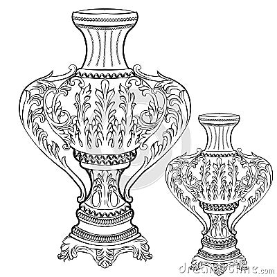 Exquisite Fabulous Imperial Baroque vase decor Vector Illustration