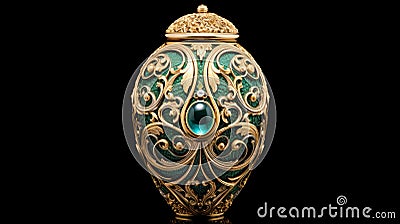 Exquisite Green Gold Vase Inspired By Dmitry Vishnevsky's Timeless Artistry Stock Photo