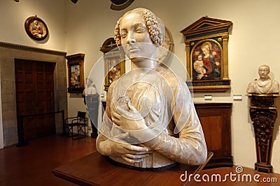 Lady with Bouquet by Andrea del Verrocchi at the National Museum of Bargello, Florence, Italy Editorial Stock Photo