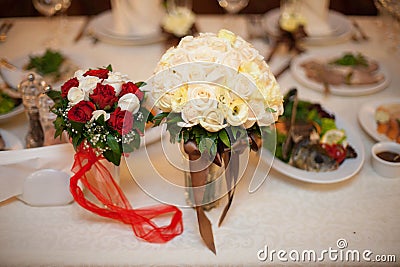 Exquisite natural beautiful bridal bouquet of flowers Stock Photo