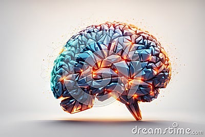 exquisite neuro polygonal abstract brain logo. ai generative Stock Photo