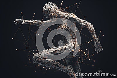 exquisite neuro polygonal abstract girl logo made of lines and particles generative ai Stock Photo