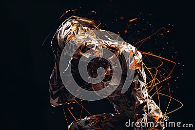 exquisite neuro polygonal abstract girl logo made of lines and particles generative ai Stock Photo