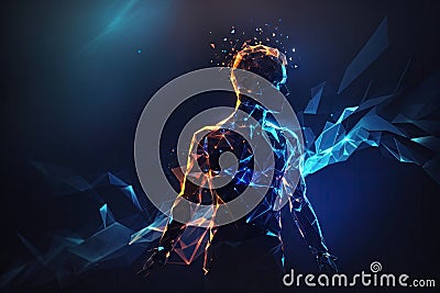 exquisite neuro polygonal abstract person logo. ai generative Stock Photo