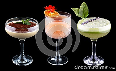 Exquisite original cocktails on a black background Stock Photo