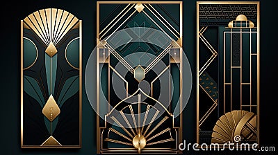 Exquisite Patterns, Geometric Shapes, and Luxurious Colors Define Art Deco-Inspired Backgrounds Stock Photo